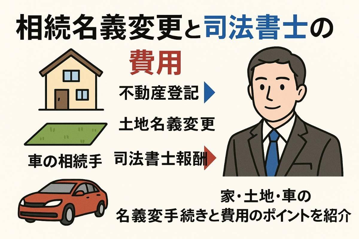 相続の名義変更を司法書士に依頼する場合の不動産や家・土地・車の手続きと費用を徹底解説